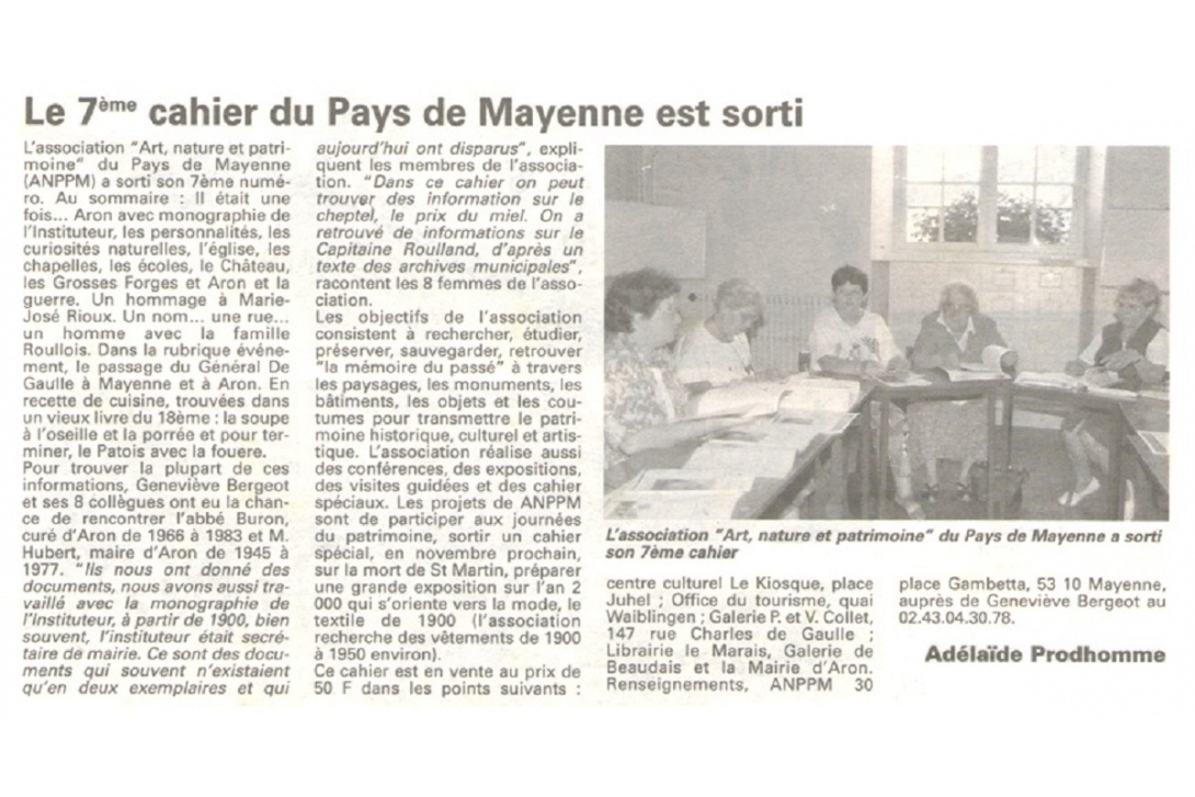 Cahier n° 7 - Aron ..., le Général de Gaulle à Aron et à Mayenne : Courrier de la Mayenne du 17 juillet 1997