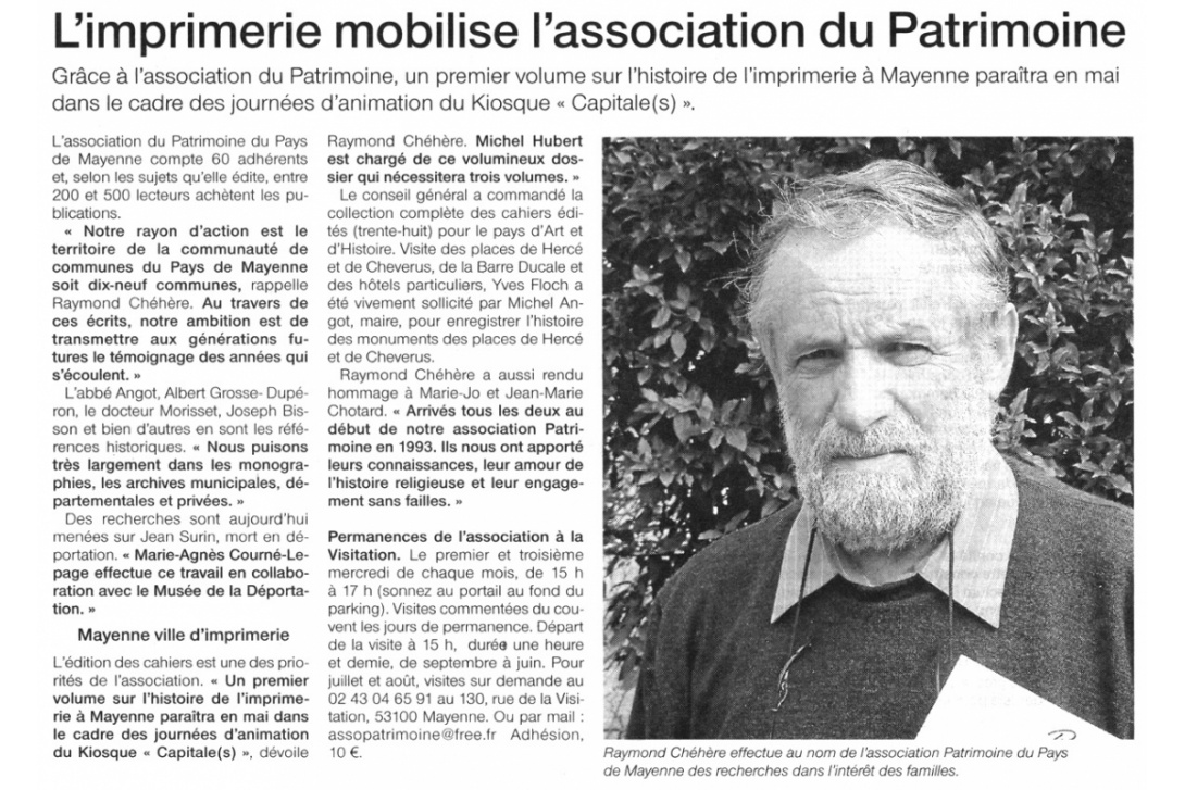Cahier n° 39, Imprimerie à Mayenne, tome 1 - Ouest-France du 24 février 2013