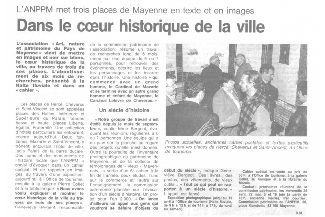 Hercé, Cheverus et Saint-Vincent - Ouest-France du 3 avril 1996
