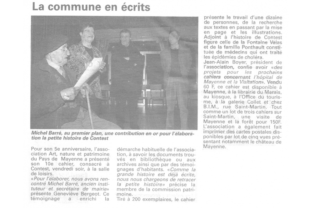 Cahier n) 10 - Courrier de la Mayenne du 24 décembre 1998