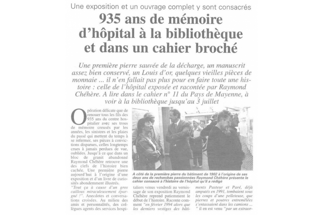 L'Hôpital de Mayenne, Cahier N° 11 - Courrier de la Mayenne du 17 juin 1999, page 1/2