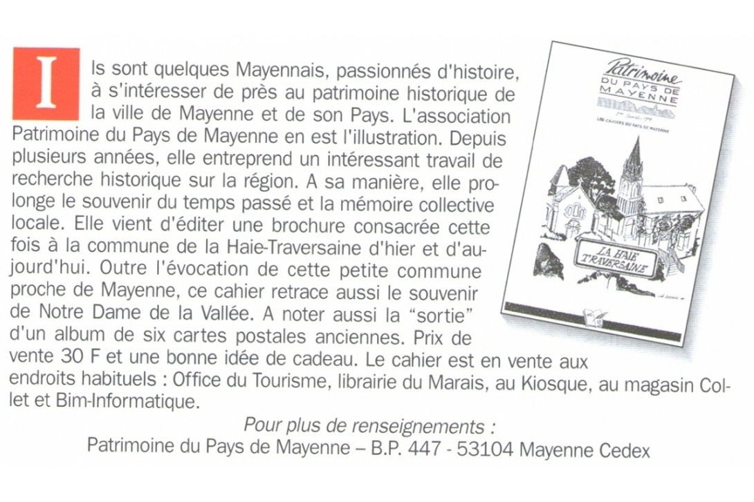 Cahier n° 12, La Haie-Traversaine : Journal municipal d'informations n° 138, décembre 1999