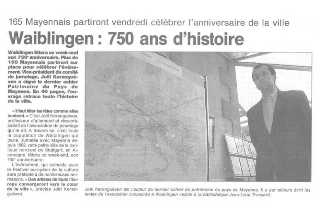 Cahier n° 13, Waiblingen - Ouest-France du 14 juin 2000 (p. 1/2)