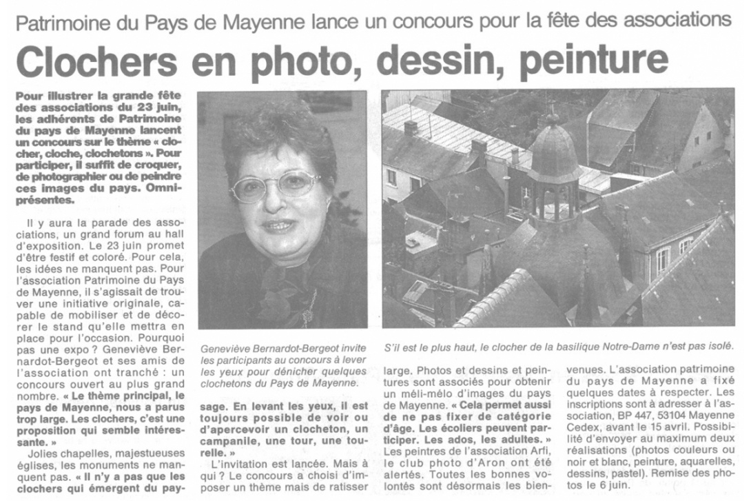 Les clochers du Pays de Mayenne, concours - Ouest-France du 30 mars 2001