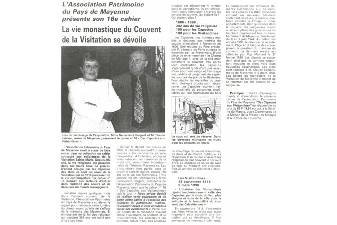 Cahier n° 16, des Capucins aux Visitandines - Le Publicateur Libre, septembre 2001