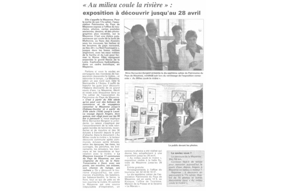 Cahier n° 17 - Au milieu coule la rivière : Publicateur Libre du 18 avril 2002