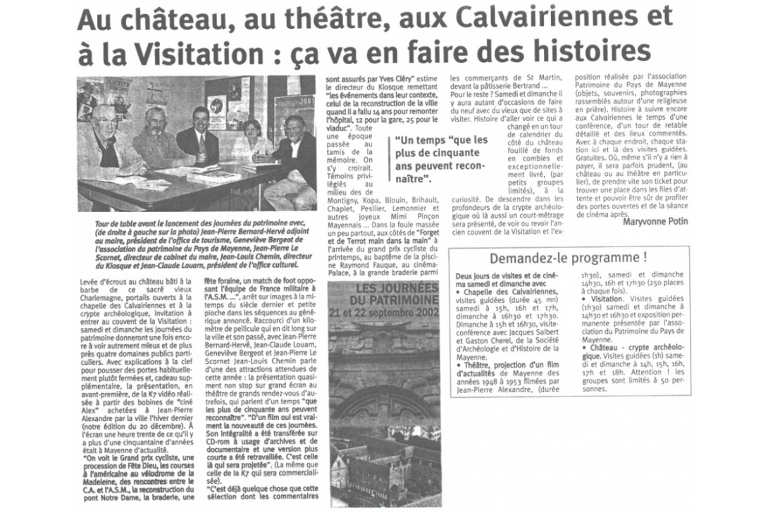 Journées du Patrimoine 2002 - Courrier de la Mayenne