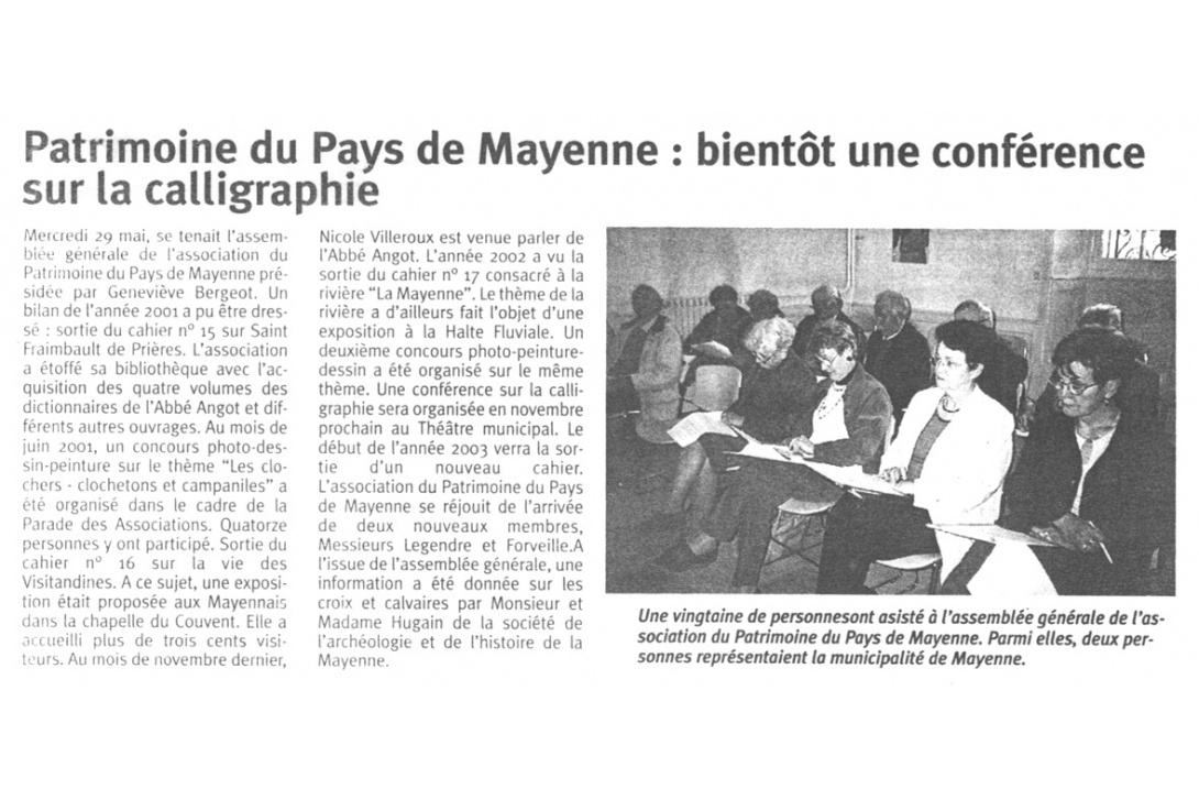 Assemblée générale 2002 - Courrier de la Mayenne mai 2002