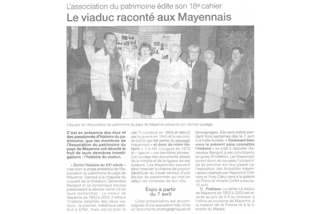 Cahier n° 18 - Le Viaduc de Mayenne : article Ouest-France