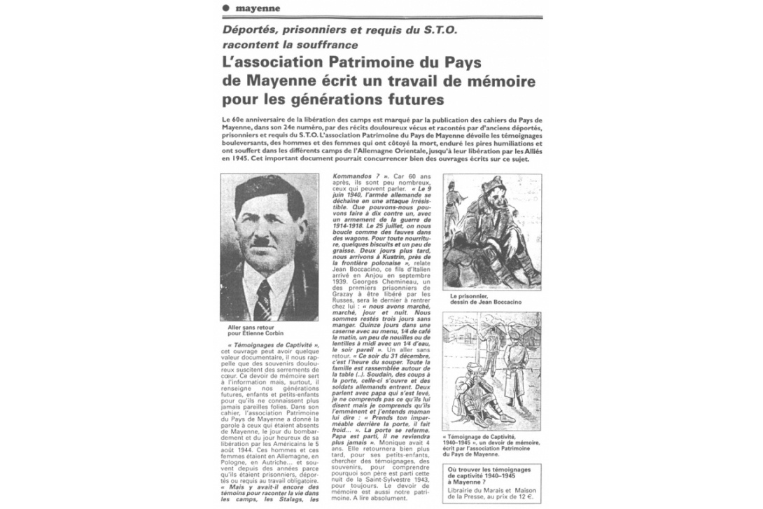 Cahier n° 24, Témoignages de captivité - Le Publicateur Libre du 19 mai 2005