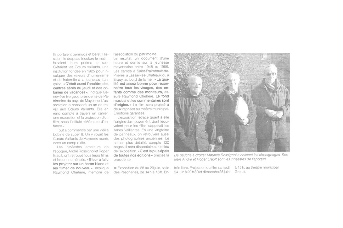 Cahier n° 26, Mémoire d'enfance - Ouest-France du 12 juin 2006 (p. 2/2)