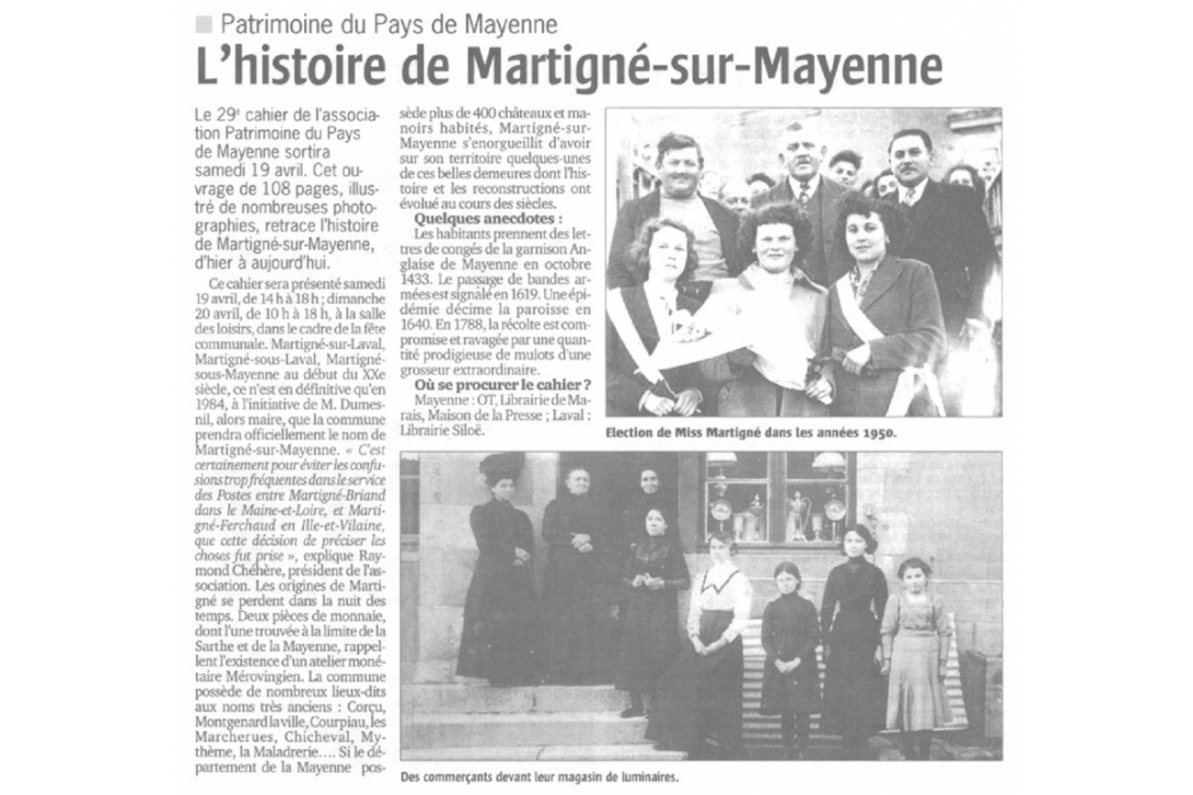 Cahier n° 29, Martigné-sur-Mayenne - Publicateur Libre, mai 2008