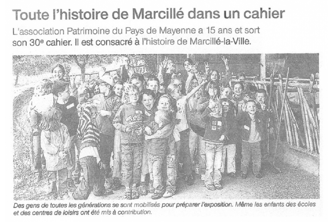 Cahier n° 30, Marcillé-la-Ville - Ouest-France des 6, 7/12/2008 (p. 1/2)