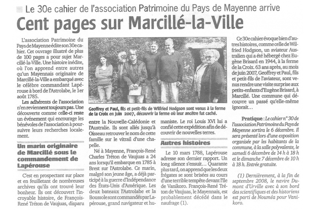 Cahier n° 30, Marcillé-la-Ville - Le Publicateur Libre du 4/12/2008