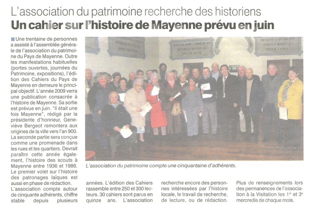 Assemblée Générale 2009 - Courrier de la Mayenne du 12 au 18 mars 2009