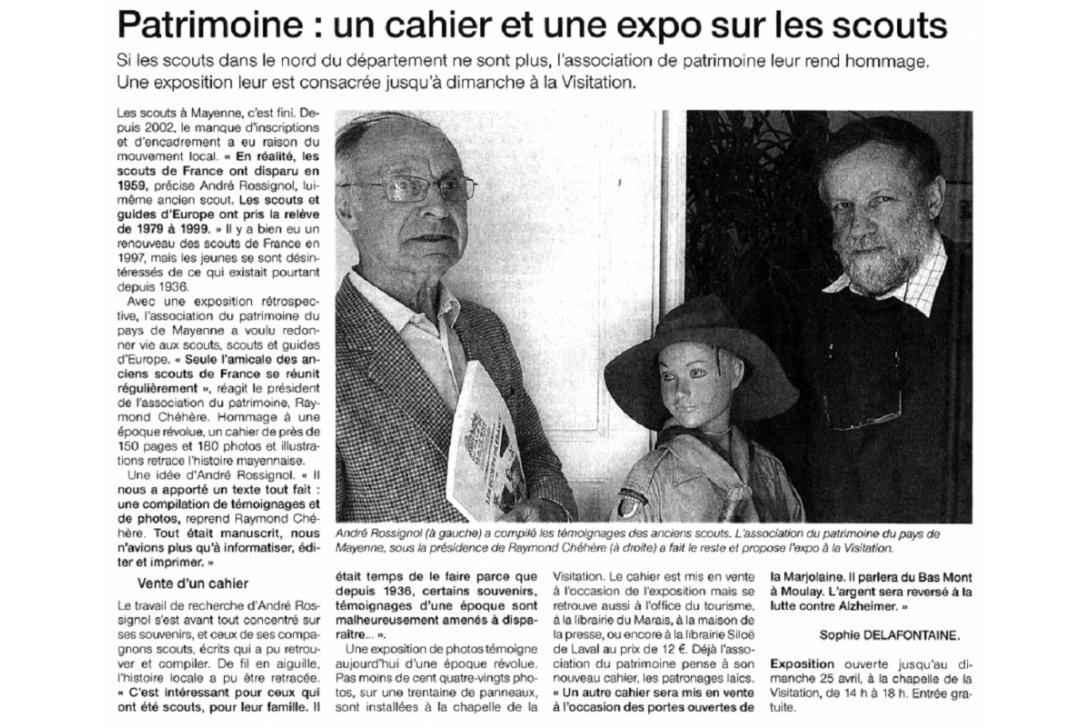 Cahier n° 32, Scouts et Guides de France et d'Europe - Ouest-France du 23 avril 2010