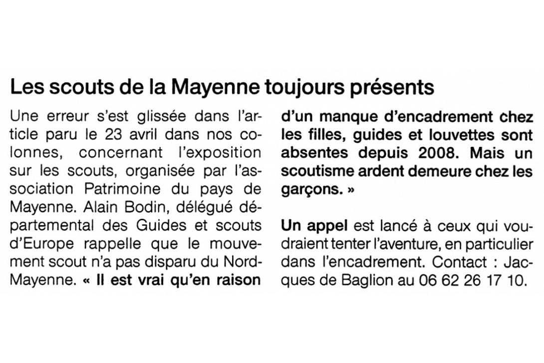 Cahier n° 32, Scouts et Guides de France et d'Europe - Erratum Ouest-France