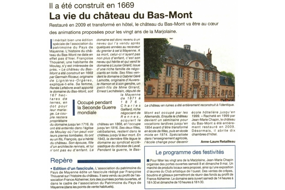 Cahier n° 33, Le Bas Mont - Courrier de la Mayenne du 6 mai 2010