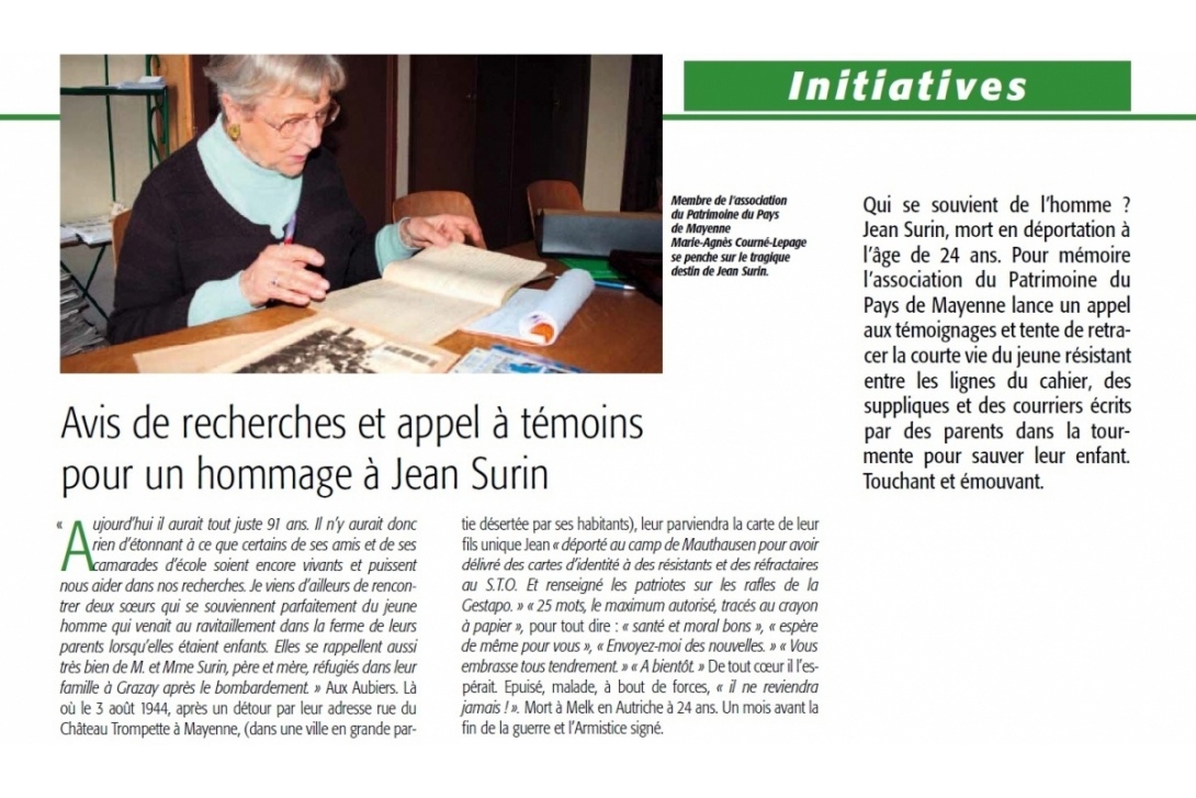 Cahier n° 40, Jean Surin : Journal Municipal d'Informations n° 209, décembre 2012 (p. 1/2)