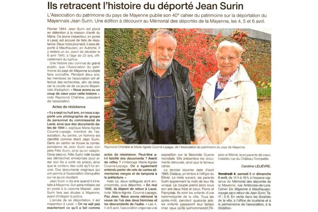Cahier n° 40, Jean Surin - Ouest-France du 3 avril 2014