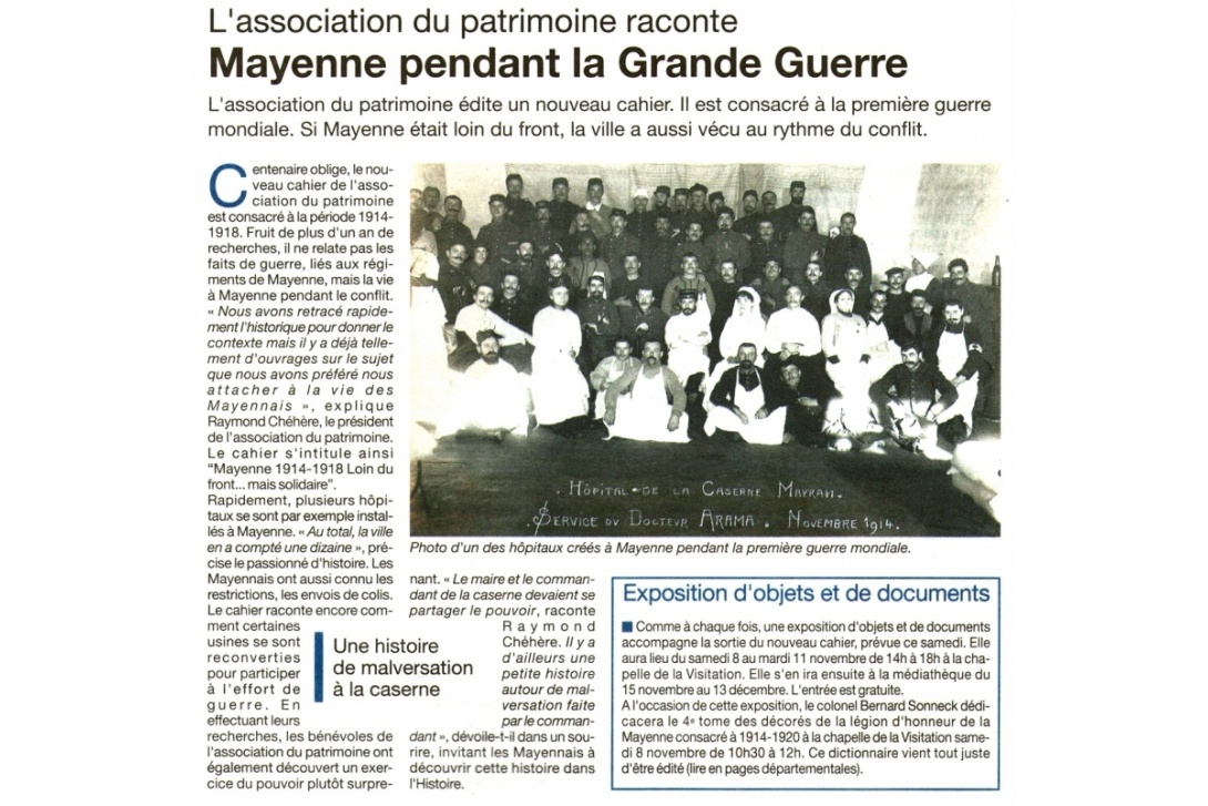 Cahier n° 41, Mayenne 1914-1918 - Courrier de la Mayenne du 6 novembre 2014