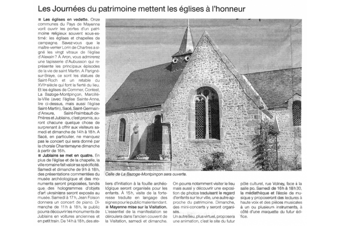 2006, Journées du Patrimoine : Ouest-France des 16 et 17 septembre 2006