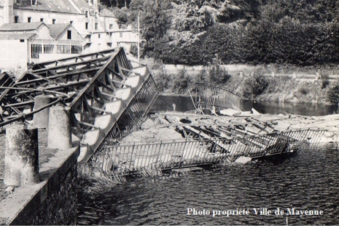 Libération de Mayenne - Viaduc miné par les Allemands