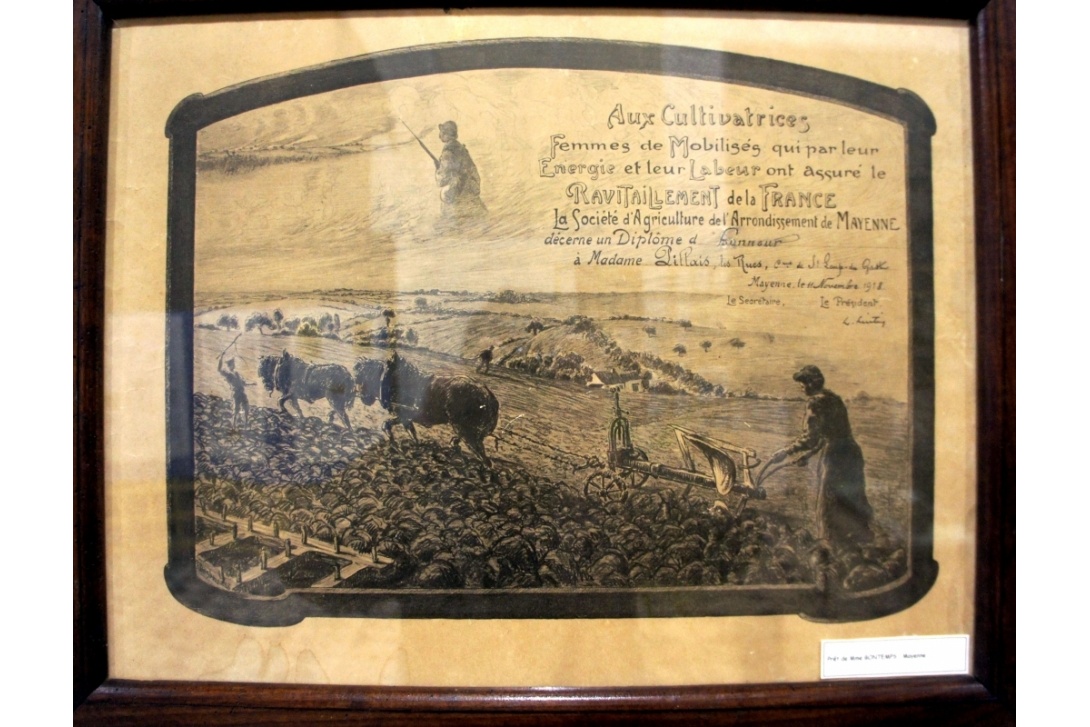 Mayenne 1914-1918 - Diplôme de cultivatrice