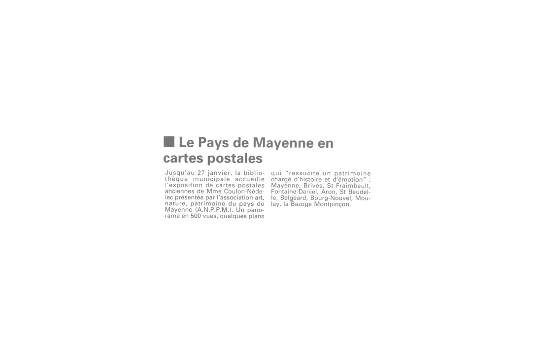 Exposition "Mayenne à travers les cartes postales" - Annonce