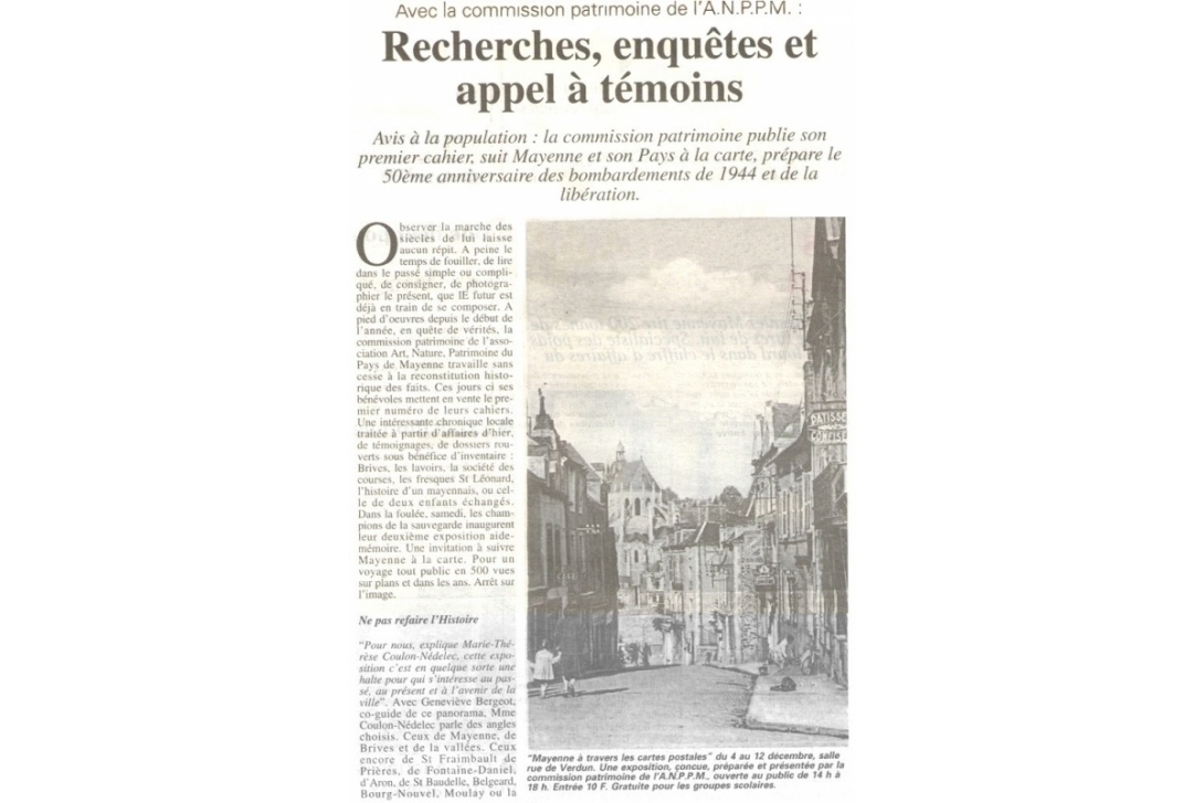 Appel à contributions, Courrier de la Mayenne (page 1/2)