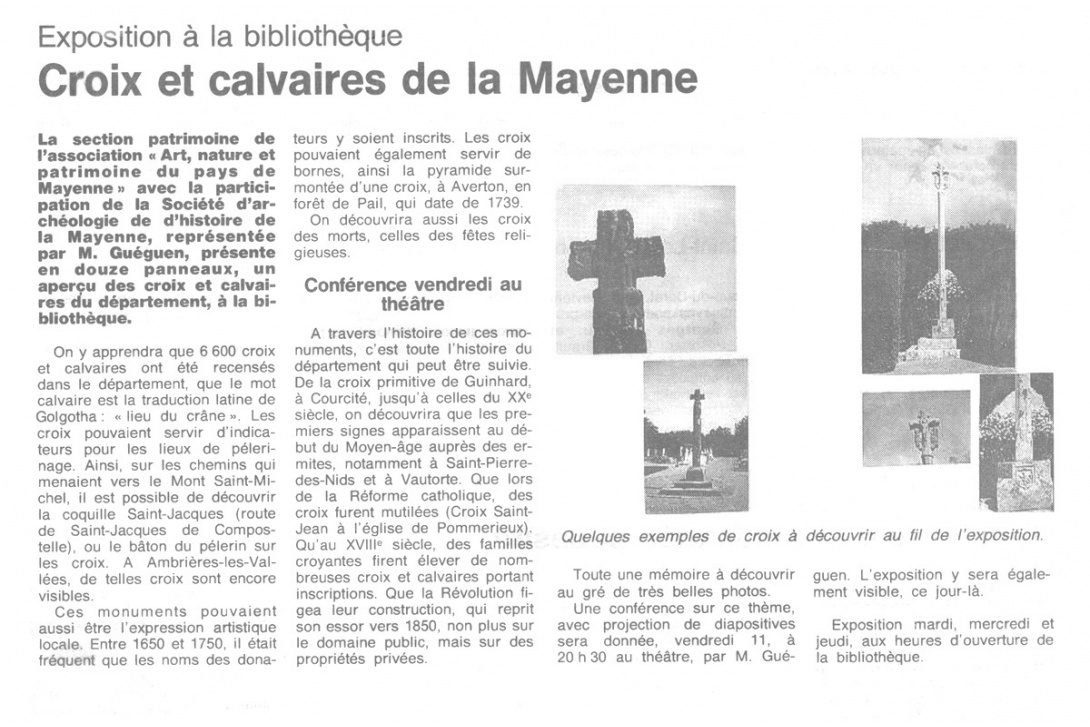 Croix et Calvaires de la Mayenne - Exposition à la Bibliothèque de Mayenne